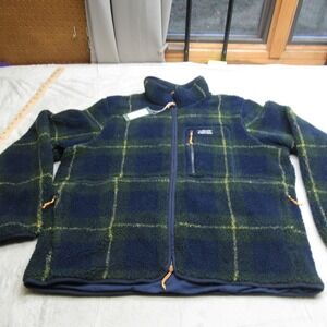 Alpine Design Jacket Men XL Green Black Watch Fuzzy Sherpa Fleece Zip $98 NEW